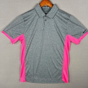 Nike Golf Polo Shirt Mens Small Tour Performance Short‎ Sleeve Gray Pink 639705